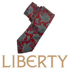 Vintage 1990's Liberty London Tie Necktie 100% Silk Red Classic Paisley